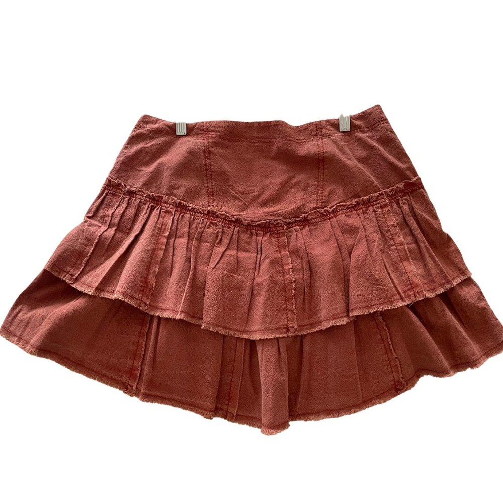 NWT Free People Ruffles In The Sand Rust Orange Mini Skirt - 12 - Picture 3 of 14